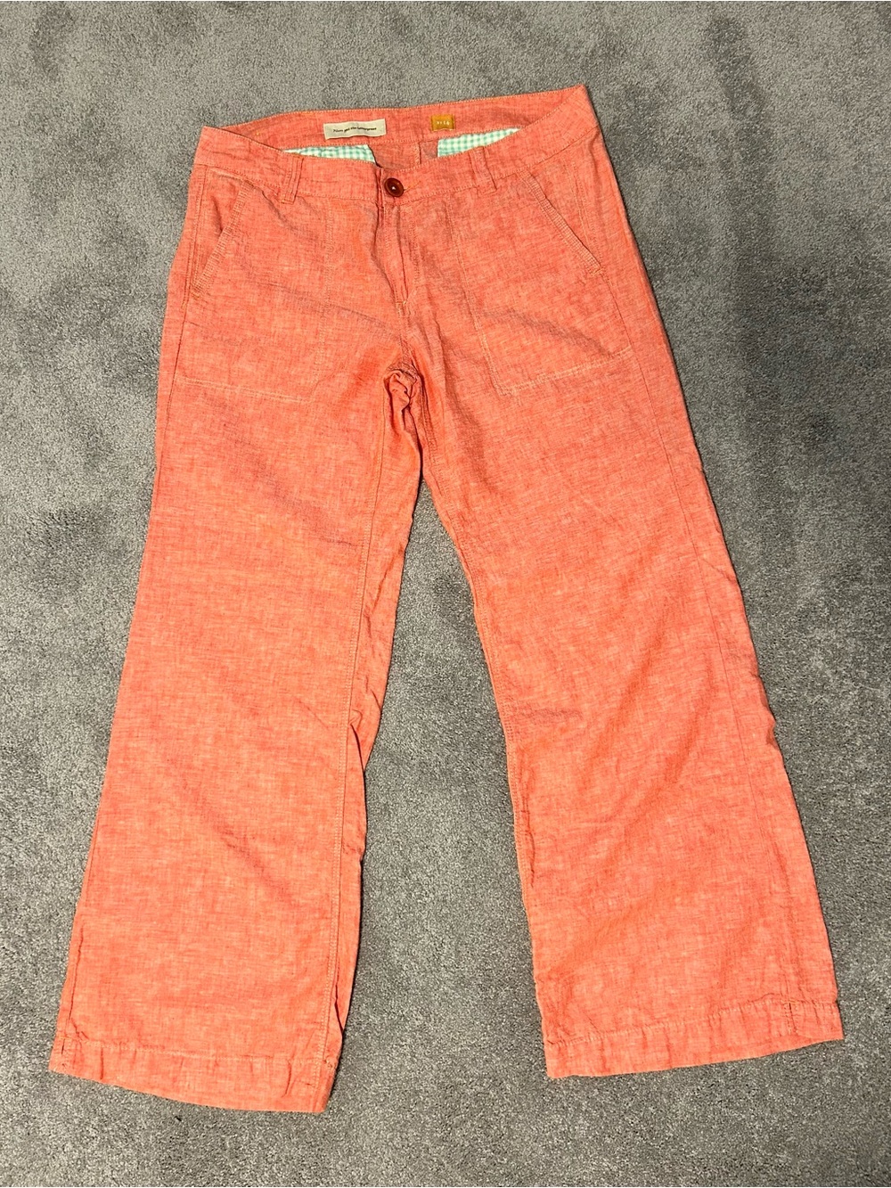 Pilcro and the Letterpress Coral Linen-Blend Wide Leg Pants